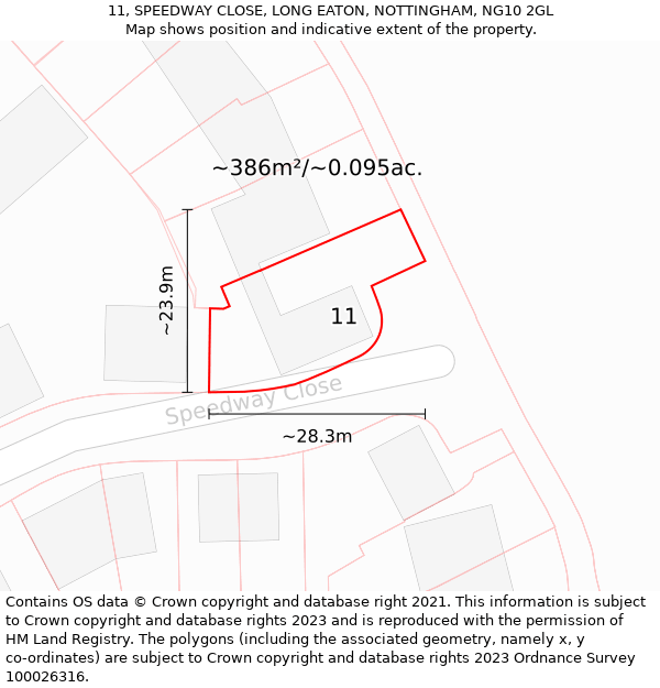 11, SPEEDWAY CLOSE, LONG EATON, NOTTINGHAM, NG10 2GL: Plot and title map