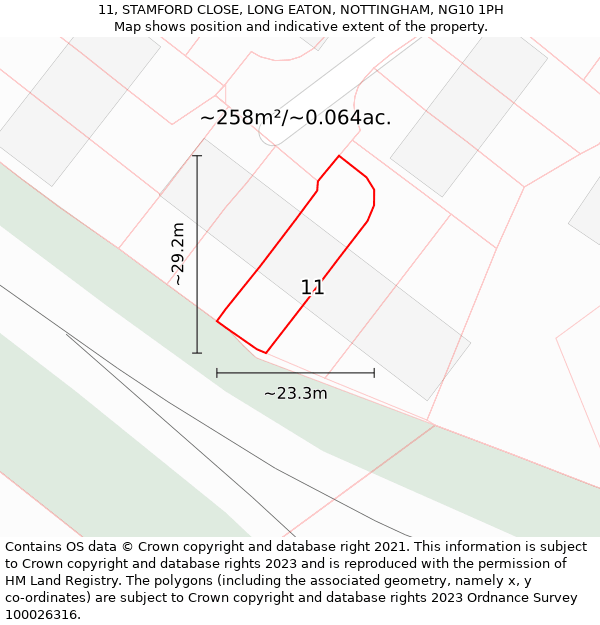 11, STAMFORD CLOSE, LONG EATON, NOTTINGHAM, NG10 1PH: Plot and title map