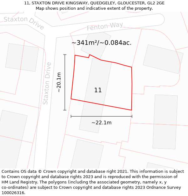 11, STAXTON DRIVE KINGSWAY, QUEDGELEY, GLOUCESTER, GL2 2GE: Plot and title map