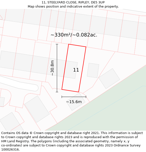 11, STEELYARD CLOSE, RIPLEY, DE5 3UP: Plot and title map