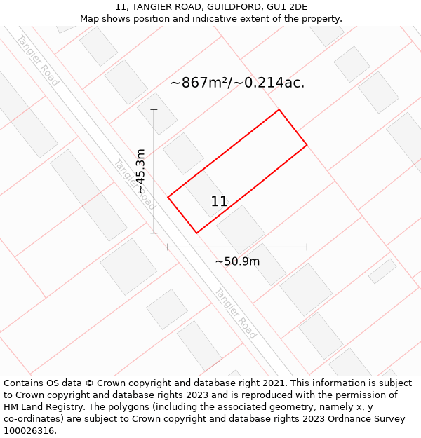 11, TANGIER ROAD, GUILDFORD, GU1 2DE: Plot and title map