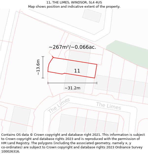 11, THE LIMES, WINDSOR, SL4 4US: Plot and title map