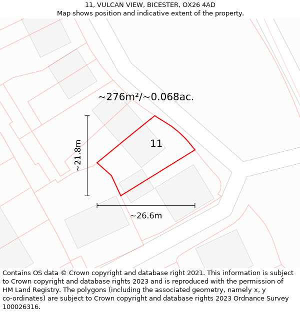 11, VULCAN VIEW, BICESTER, OX26 4AD: Plot and title map