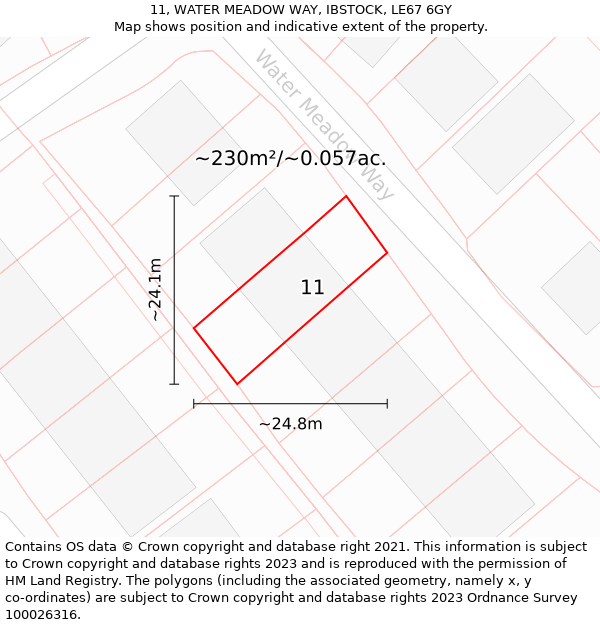 11, WATER MEADOW WAY, IBSTOCK, LE67 6GY: Plot and title map