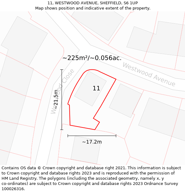 11, WESTWOOD AVENUE, SHEFFIELD, S6 1UP: Plot and title map