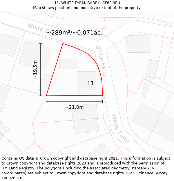 11, WHITE FARM, BARRY, CF62 9EU: Plot and title map