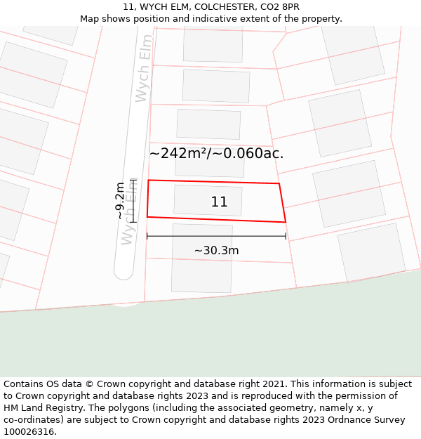 11, WYCH ELM, COLCHESTER, CO2 8PR: Plot and title map