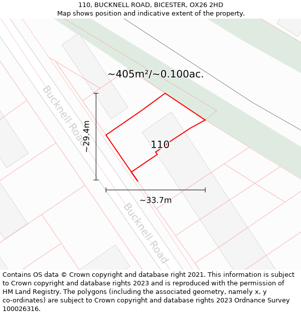 110, BUCKNELL ROAD, BICESTER, OX26 2HD: Plot and title map