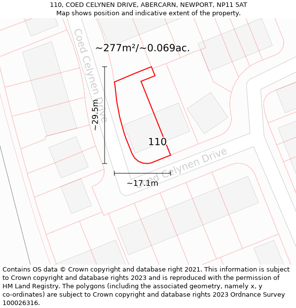 110, COED CELYNEN DRIVE, ABERCARN, NEWPORT, NP11 5AT: Plot and title map