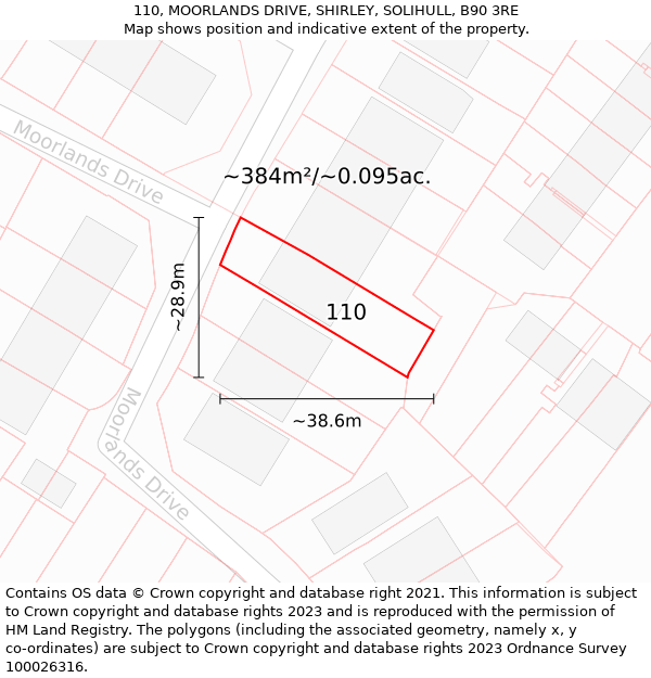 110, MOORLANDS DRIVE, SHIRLEY, SOLIHULL, B90 3RE: Plot and title map