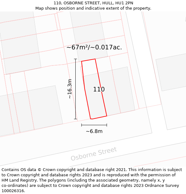 110, OSBORNE STREET, HULL, HU1 2PN: Plot and title map