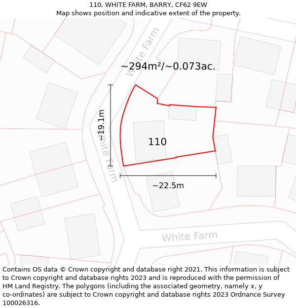 110, WHITE FARM, BARRY, CF62 9EW: Plot and title map