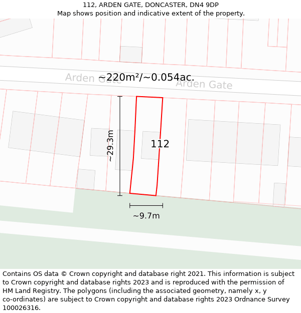 112, ARDEN GATE, DONCASTER, DN4 9DP: Plot and title map