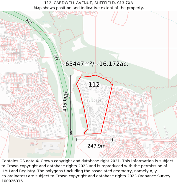 112, CARDWELL AVENUE, SHEFFIELD, S13 7XA: Plot and title map