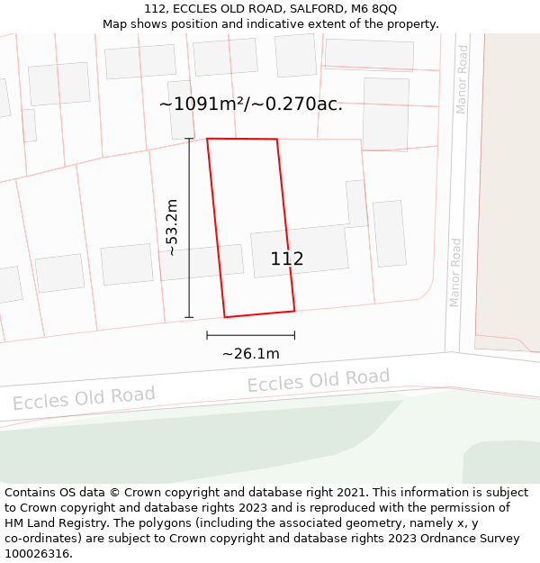 112, ECCLES OLD ROAD, SALFORD, M6 8QQ: Plot and title map