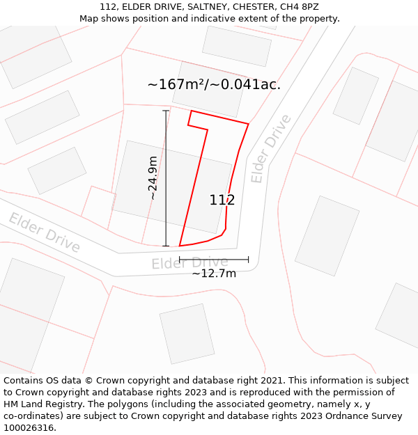 112, ELDER DRIVE, SALTNEY, CHESTER, CH4 8PZ: Plot and title map