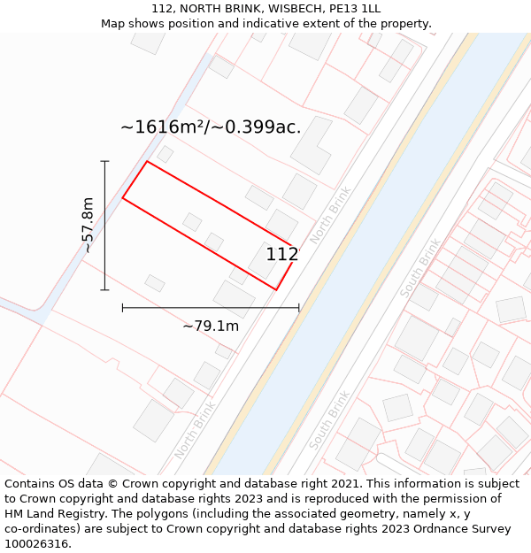 112, NORTH BRINK, WISBECH, PE13 1LL: Plot and title map