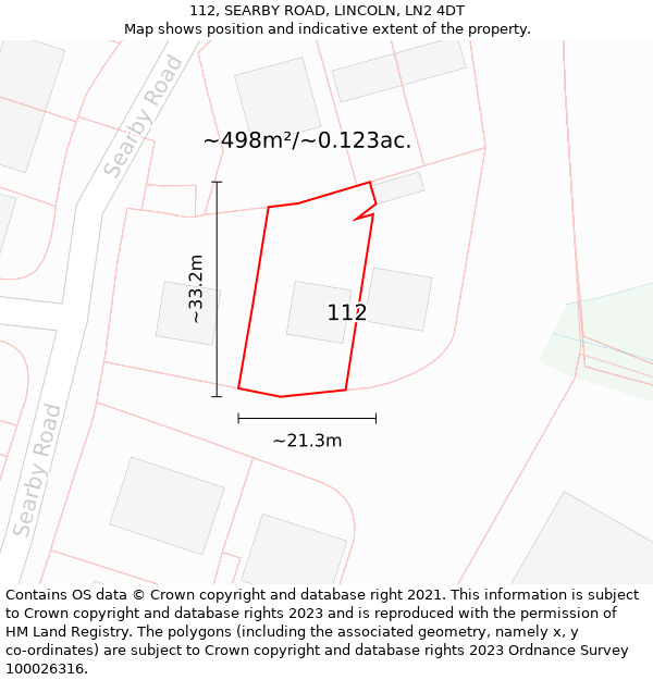 112, SEARBY ROAD, LINCOLN, LN2 4DT: Plot and title map