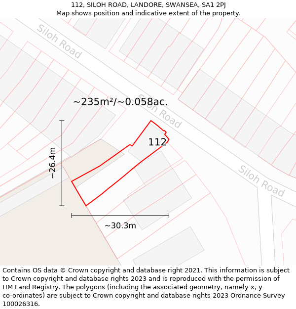 112, SILOH ROAD, LANDORE, SWANSEA, SA1 2PJ: Plot and title map