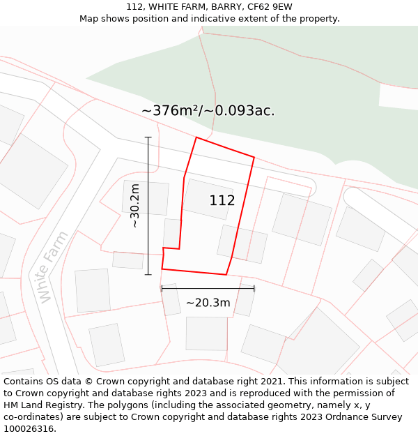 112, WHITE FARM, BARRY, CF62 9EW: Plot and title map