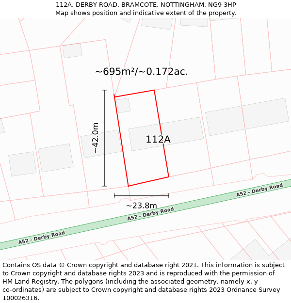 112A, DERBY ROAD, BRAMCOTE, NOTTINGHAM, NG9 3HP: Plot and title map