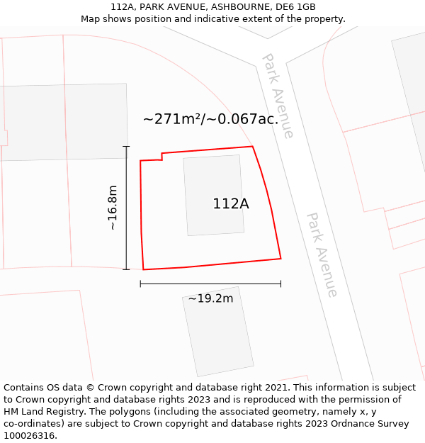 112A, PARK AVENUE, ASHBOURNE, DE6 1GB: Plot and title map