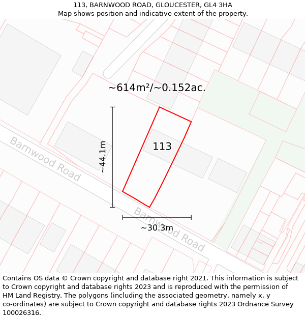 113, BARNWOOD ROAD, GLOUCESTER, GL4 3HA: Plot and title map