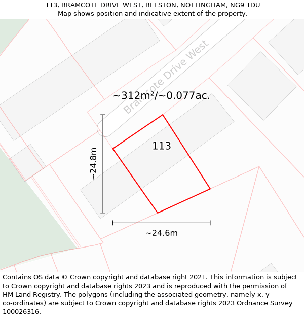 113, BRAMCOTE DRIVE WEST, BEESTON, NOTTINGHAM, NG9 1DU: Plot and title map