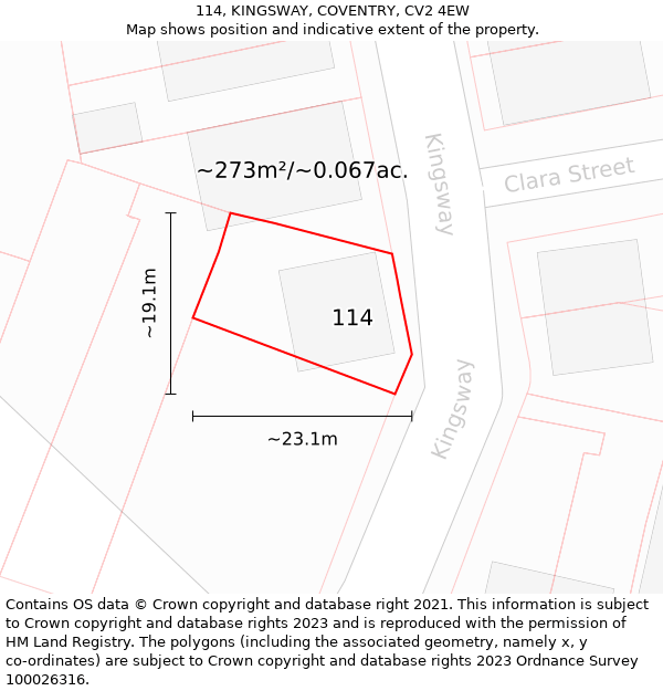 114, KINGSWAY, COVENTRY, CV2 4EW: Plot and title map