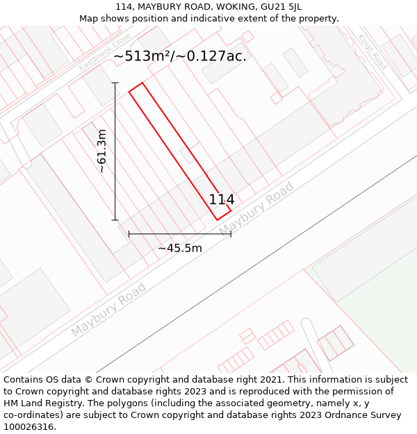 114, MAYBURY ROAD, WOKING, GU21 5JL: Plot and title map