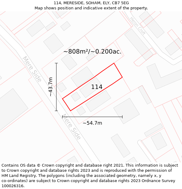 114, MERESIDE, SOHAM, ELY, CB7 5EG: Plot and title map