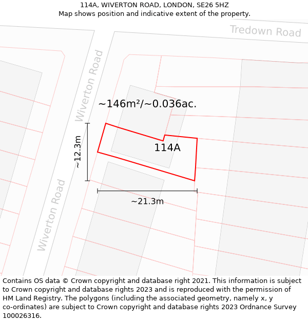 114A, WIVERTON ROAD, LONDON, SE26 5HZ: Plot and title map