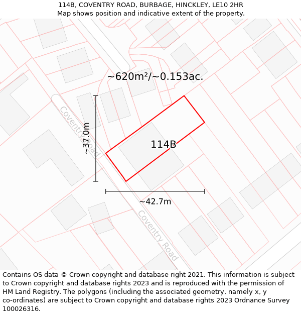 114B, COVENTRY ROAD, BURBAGE, HINCKLEY, LE10 2HR: Plot and title map