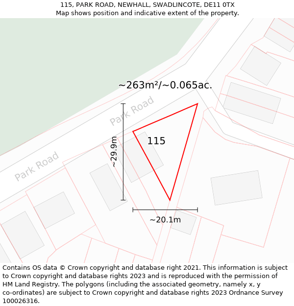 115, PARK ROAD, NEWHALL, SWADLINCOTE, DE11 0TX: Plot and title map