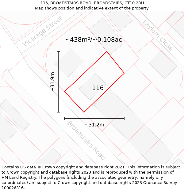 116, BROADSTAIRS ROAD, BROADSTAIRS, CT10 2RU: Plot and title map