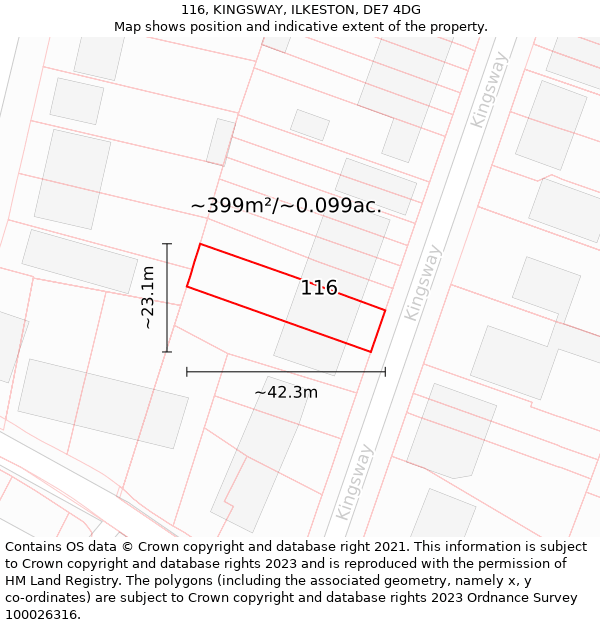 116, KINGSWAY, ILKESTON, DE7 4DG: Plot and title map