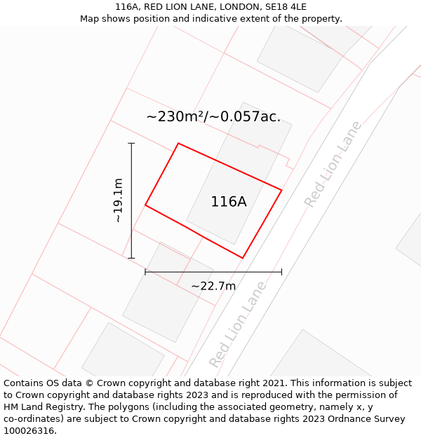 116A, RED LION LANE, LONDON, SE18 4LE: Plot and title map