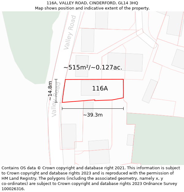 116A, VALLEY ROAD, CINDERFORD, GL14 3HQ: Plot and title map