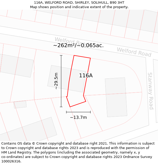 116A, WELFORD ROAD, SHIRLEY, SOLIHULL, B90 3HT: Plot and title map