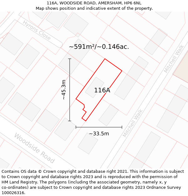 116A, WOODSIDE ROAD, AMERSHAM, HP6 6NL: Plot and title map