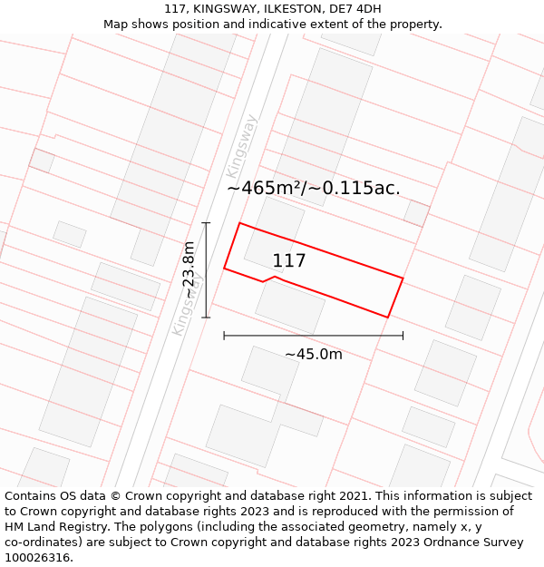 117, KINGSWAY, ILKESTON, DE7 4DH: Plot and title map