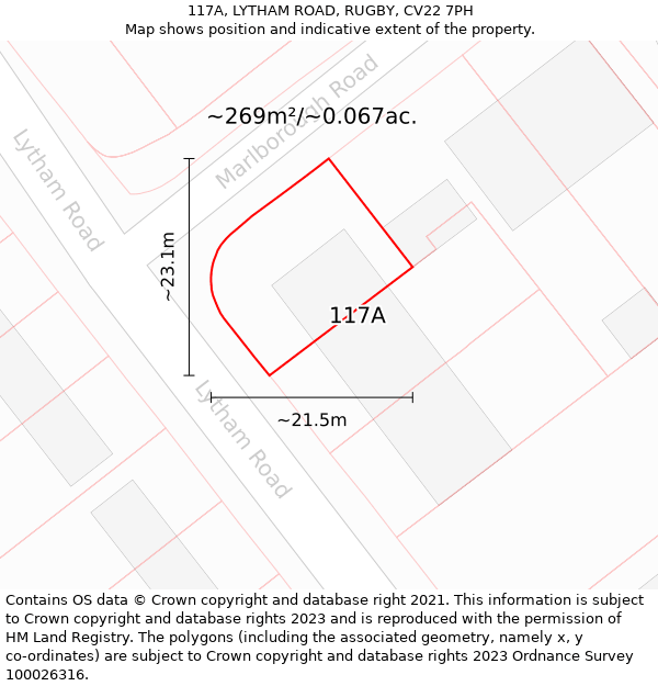 117A, LYTHAM ROAD, RUGBY, CV22 7PH: Plot and title map