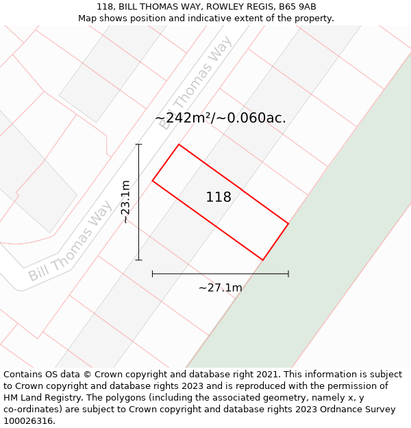 118, BILL THOMAS WAY, ROWLEY REGIS, B65 9AB: Plot and title map