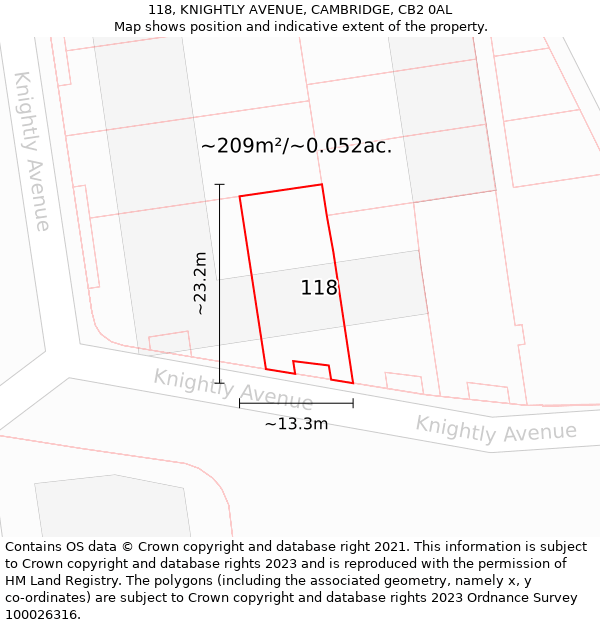 118, KNIGHTLY AVENUE, CAMBRIDGE, CB2 0AL: Plot and title map