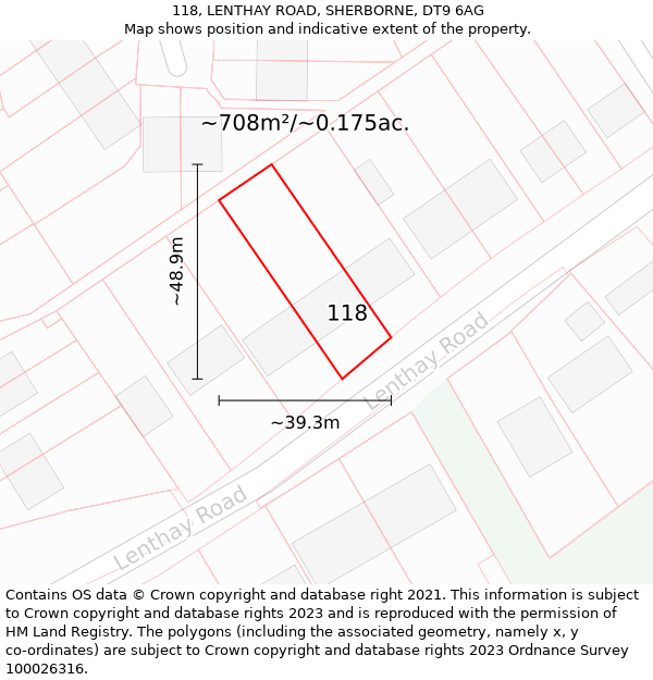 118, LENTHAY ROAD, SHERBORNE, DT9 6AG: Plot and title map