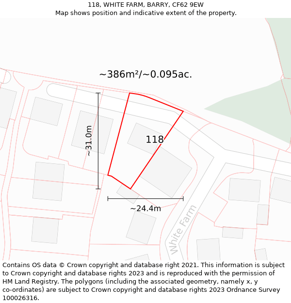 118, WHITE FARM, BARRY, CF62 9EW: Plot and title map