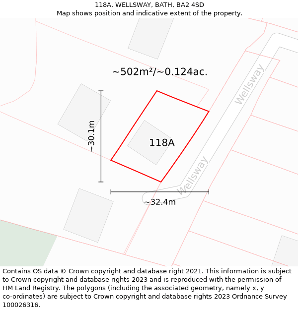 118A, WELLSWAY, BATH, BA2 4SD: Plot and title map