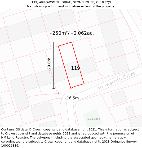 119, ARROWSMITH DRIVE, STONEHOUSE, GL10 2QS: Plot and title map