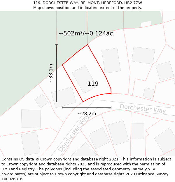 119, DORCHESTER WAY, BELMONT, HEREFORD, HR2 7ZW: Plot and title map