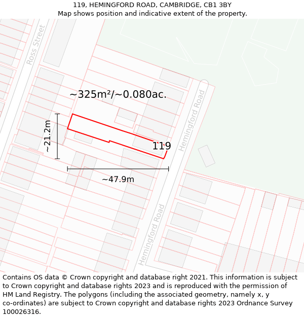 119, HEMINGFORD ROAD, CAMBRIDGE, CB1 3BY: Plot and title map